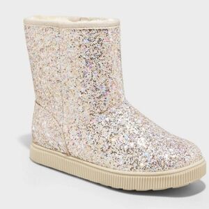 Cat & Jack Glittery Kids Boots - Gold